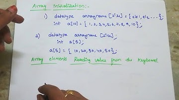 Array initialization and accessing elements||35|| c programming in telugu