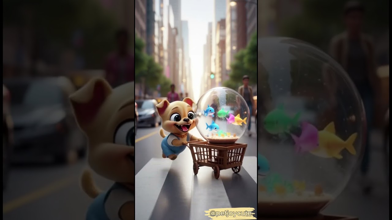 Bun the dog and the baby shark ball 🐶🎉🌈