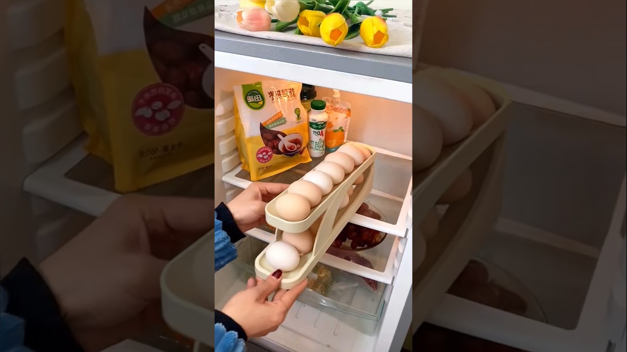 Say Goodbye to Clutter! Rolling Egg Storage Box for Fridge Side Door (Discount Link!)