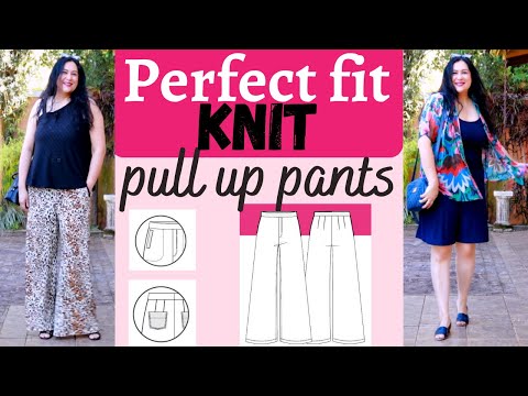 KNIT pull up pants. Perfect fit yay! 2 Walk Boldly (Pattern Emporium).  Front welt pockets. 