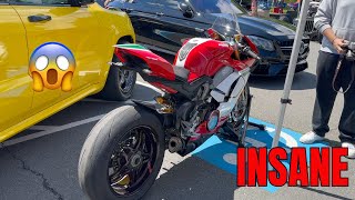 CRASHING CRAZY SUPERBIKE AND SUPERCAR MEET | DUCATI PANIGALE V4, HAYABUSA, R1, AVENTADOR, GT4RS, R8