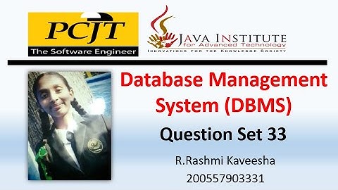 Java Institute || Database Management System(DBMS) || Question set 33