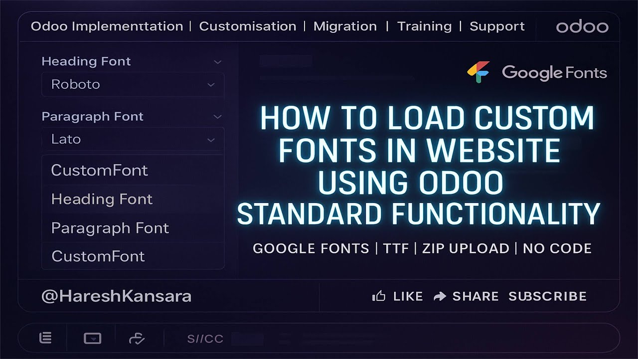 How to Load Custom Fonts In Website Using Odoo Standard Functionality | Add Custom Fonts to Website