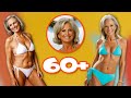 Natural older women over 60 wearing bikini in the studio