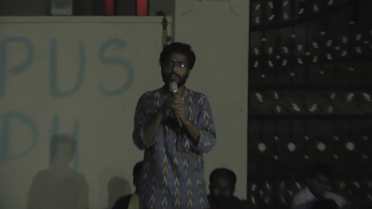 Prof. Tathagata, speaking at UoH, on the night they were all released from jail