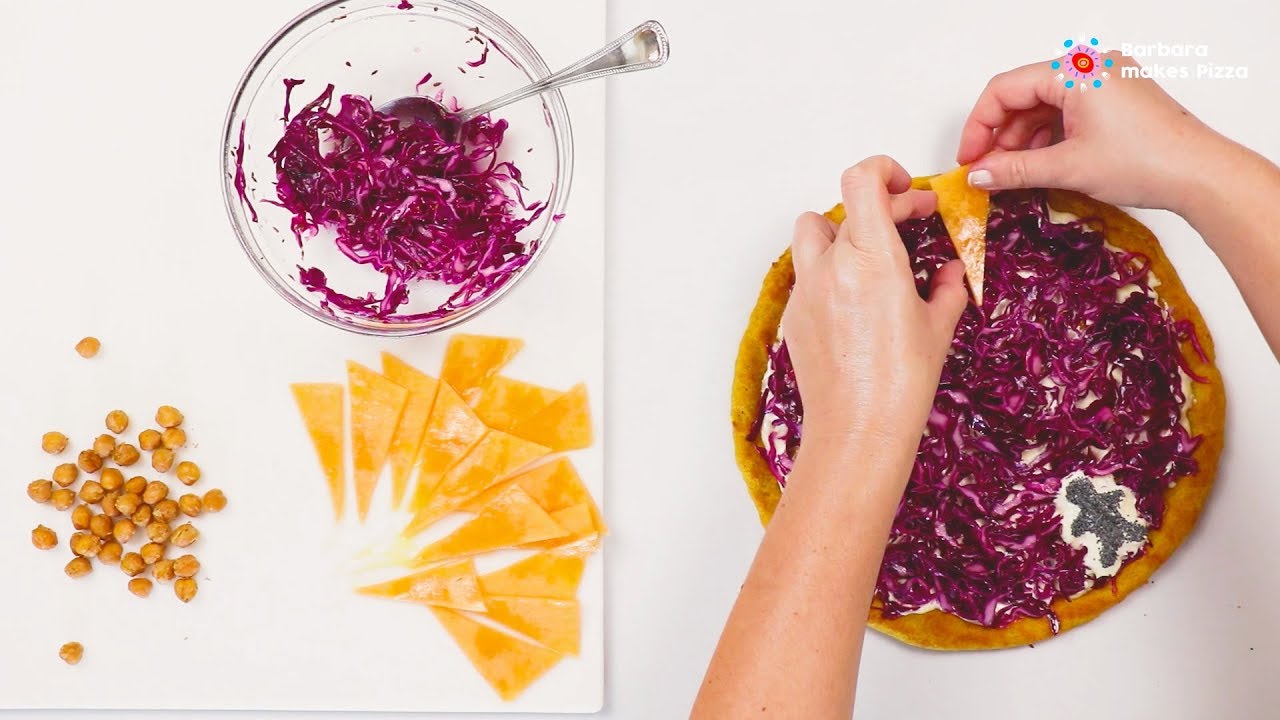 "Life on Mars" Vegetarian Pizza - FOOD ART - Pumpkin & Red Cabbage Homemade Pizza