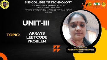 ARRAYS LEETCODE | PROGRAMMING IN C| SNS INSTITUTIONS