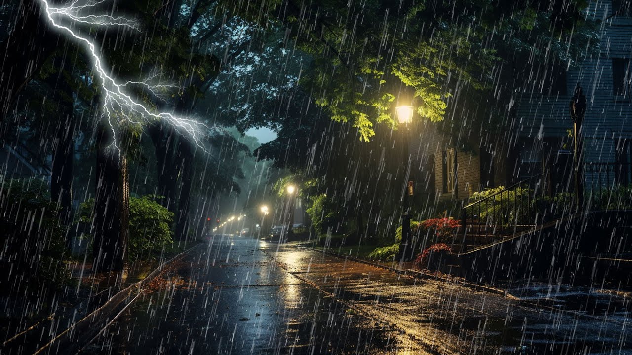 Escucha la Magia de Lluvia y Truenos en Parque por la Noche - Sonidos ...
