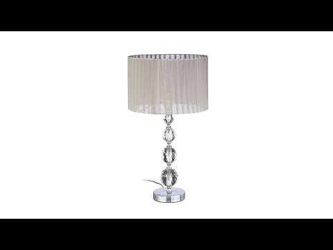 41x29,5x29,5 cm claire//argent Relaxdays Lampe de chevet abat-jour tissu voile boules verre cristal lampe de nuit HxlxP