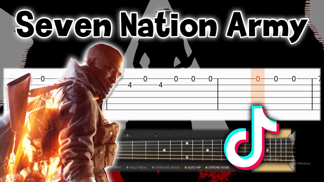 7 нот гитары. Seven Nation Army табы для гитары. Севен нейшн АРМИ на гитаре. Севен Нашион АРМИ на гитаре табы. 7 Nation Army табы гитара.