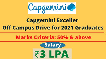 Capgemini Recruitment 2022 | Capgemini Exceller Off Campus Drive for 2021 Graduates | BE ME MCA MSc