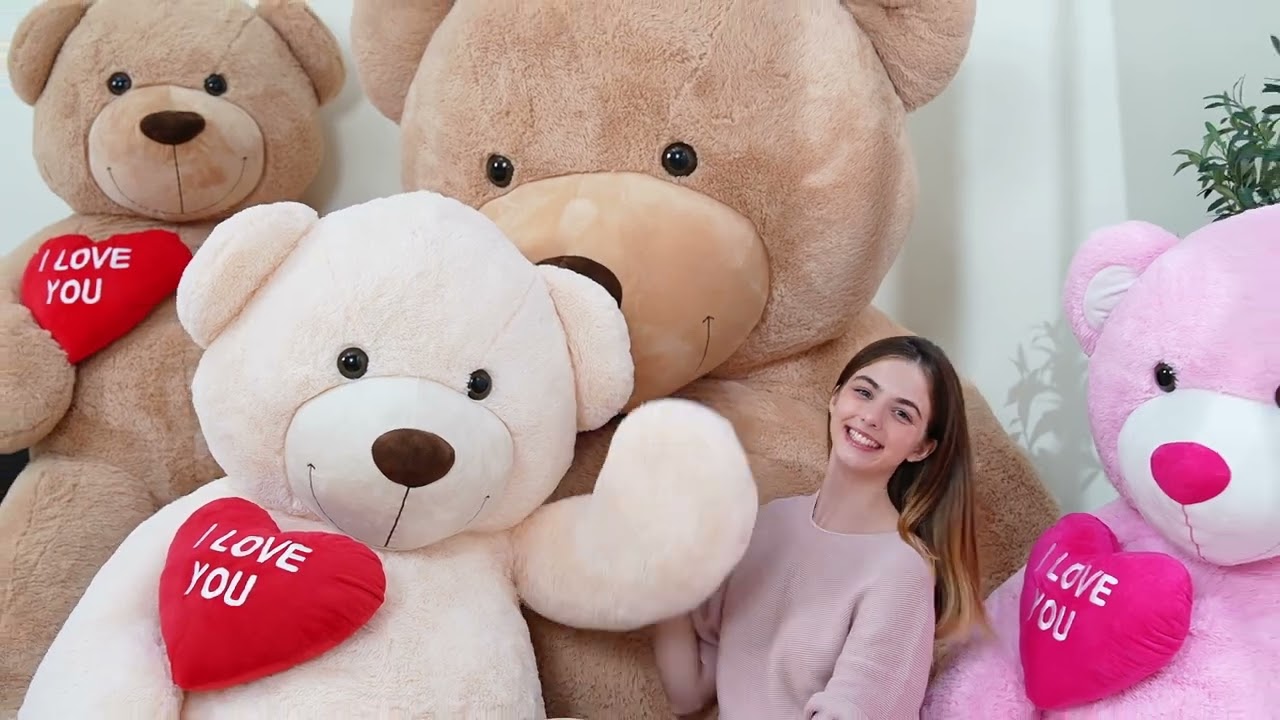 🧸Adorable Lifesize Teddy Bear Plush Toy Holding a Heart – Perfect Gift Idea!❤️  
