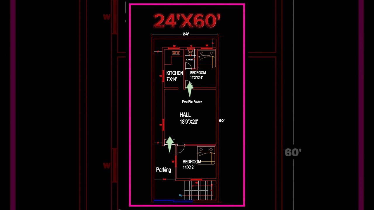 "24x60 House Plan | Modern 2 Bedroom Home Design"