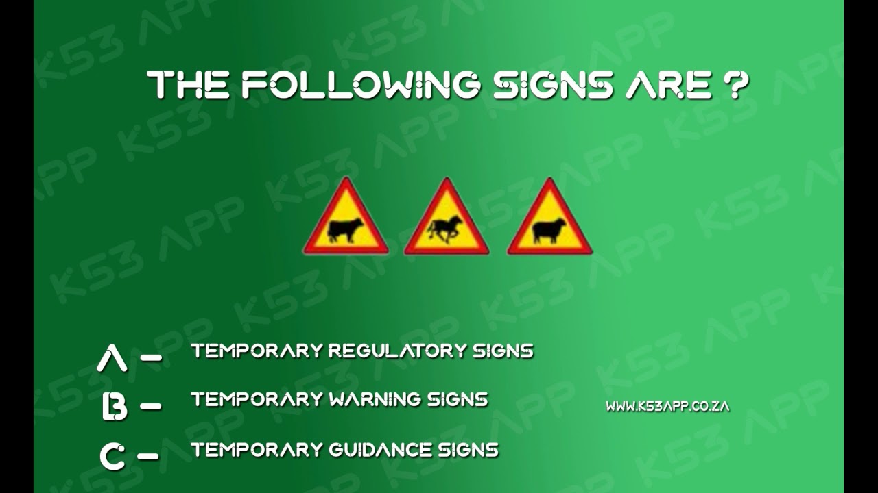 The following signs are | k53 learners test south africa - YouTube