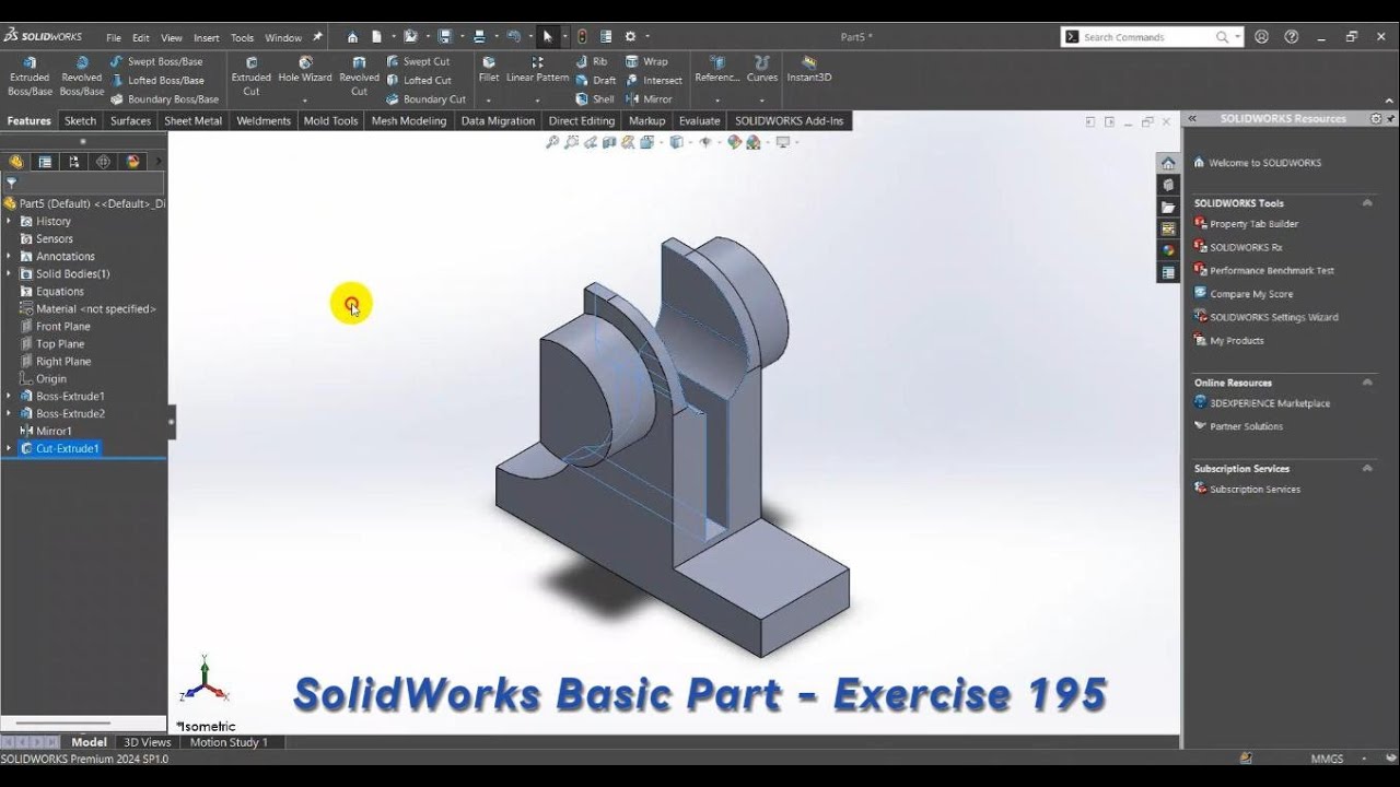 SolidWorks Basic Part - Exercise 195 - YouTube