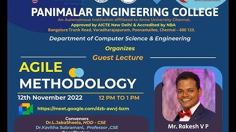 GUEST LECTURE ON AGILE METHODOLOGY, Saturday, November 12 · 12:00 – 1:00pm