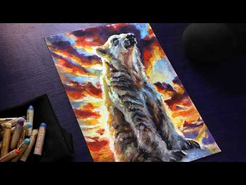 Drawing a Bear with Pastels - No talking ASMR thumbnail
