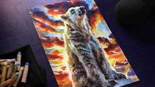 ASMR Bear Drawing with Pastels - No Talking