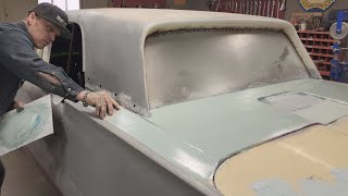 Body work ➡ sanding fibreglass filler + finding lows + applying body filler