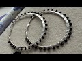 Mediating and making earrings | wire wrapping silver hoops with black glass beads | NO TALKING