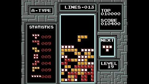 NES Tetris no rotation lvl19 start 15 lines [1 line off a WR]