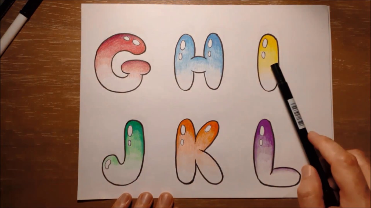 Drawing Club Day 52 - Bubble Letters G to L! - YouTube