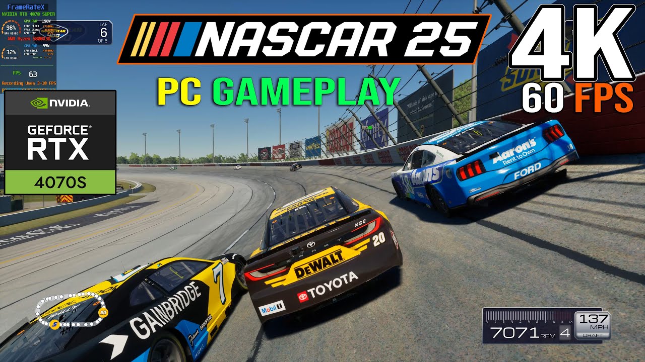 NASCAR 25 - PC Gameplay Practice Qualify and Race - 4K 60FPS - RTX 4070 SUPER