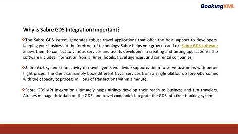 Sabre GDS API Integration | BookingXML