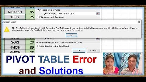 pivot table not creating in excel | The Pivot Table field name is not valid | excel