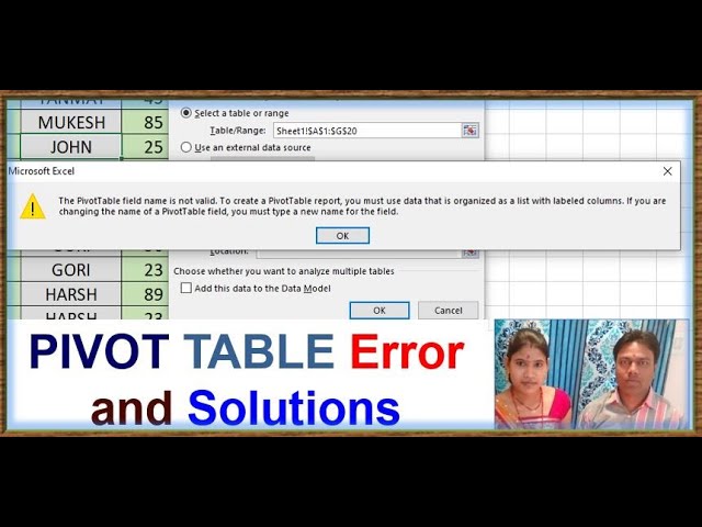 Pivot Table Not Creating In Excel | The Pivot Table Field Name Is Not Valid  | Excel - Youtube