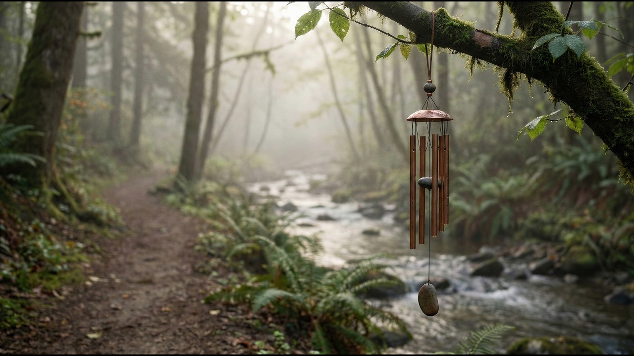 Wind Chimes by a Forest Stream | Meditation & Relaxation | 10H
