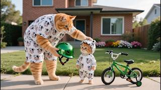 Ginger Kitten Learns to Ride a Bike — Papa Cat’s Lesson in Courage and Safety 🚲🐾