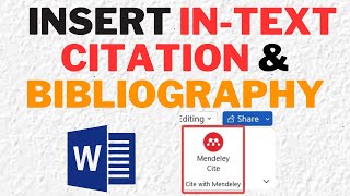 Using Mendeley Cite for Intext Citation and Bibliography #mendeley #referencemanager #reference