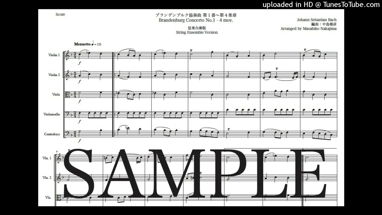 バッハ「ブランデンブルク協奏曲第1番〜第4楽章」弦楽合奏版（編曲