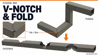 How to Unfold Square Tubes in Fusion 360 | V-Notch & Fold