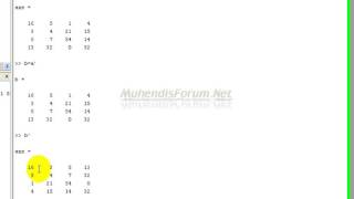 Matlab Görsel Eğitim Seti 02-Matris Transpose Diagonal