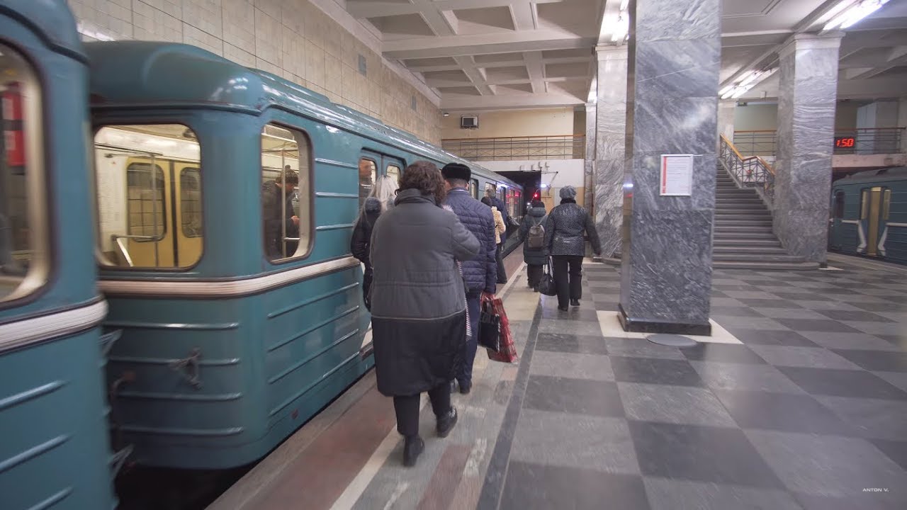 Russia, Moscow, Metro ride from Соко́льники to Комсомо́льская