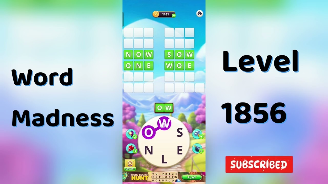 Word Madness Level 1856 Answers 🧠🔥 | All Correct Words Revealed!