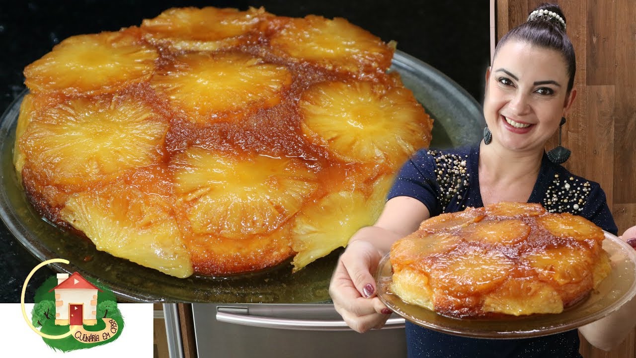 BOLO DE ABACAXI ANANÁS CARAMELIZADO RECEITA DE VÓ + CULINÁRIA EM CASA