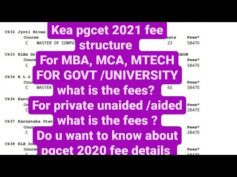 FEE STRUCTURE DETAILS FOR PGCET MCA MBA & MTECH ? (in order to know college fee contact to college)