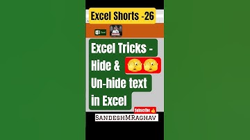 #26 Tekst verbergen en zichtbaar maken in Excel-trucs | SandeshMRaghav | #excel #shorts #tips