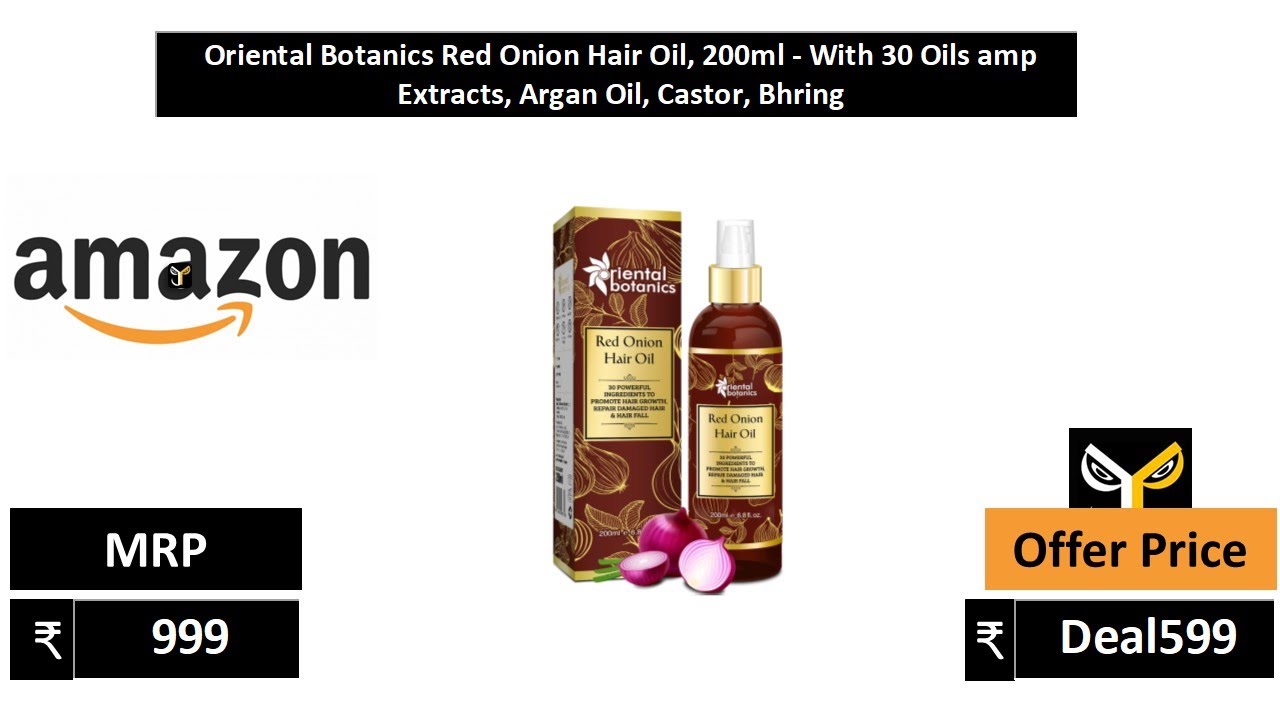 Oriental Botanics Red Onion Hair Oil, 200ml With 30 Oils amp Extracts