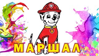 Как нарисовать щенка МАРШАЛА из мультика ЩЕНЯЧИЙ ПАТРУЛЬ. How to draw MARSHALL Paw Patrol characters