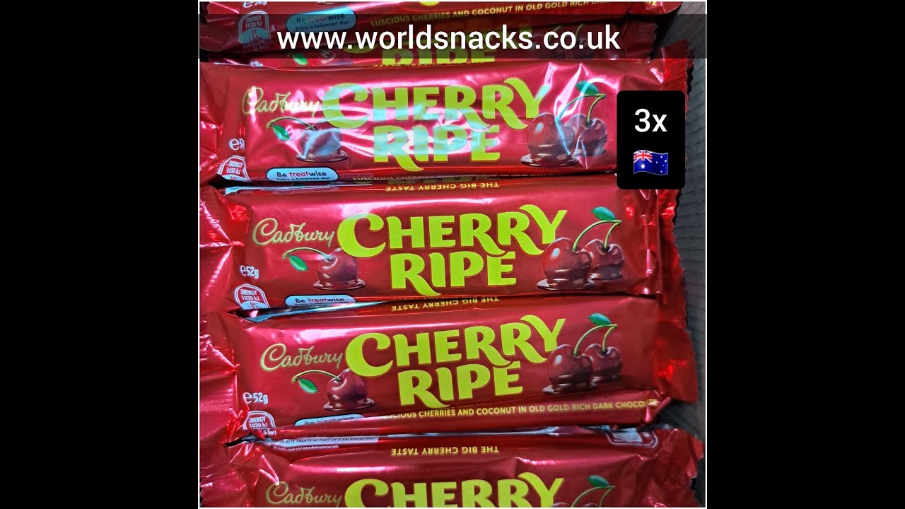 CADBURY CHERRY 🍒 RIPE. LUSCIOUS CHERRIES AND COCONUT IN OLD GOLD RICH ...
