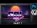 80&#39;s Retro synthwave text logo scene: Part 1: Remove sky &amp; add gradients &amp; perspective [Photoshop]