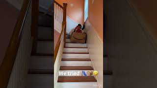 Sliding Down The Stairs With A Cardboard Box