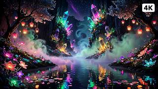 Enchanted Glowing Crystal River 🌙 Magical Forest, Relaxing Piano Music & Gentle River Sounds [4K] screenshot 5