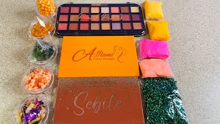Mixing ''Orange Eyeshadows Clay'' & More Into Slime / Satisfying ASMR Videos