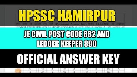 Hpssc Hmirpur Je Civil Post Code 882 & Ledger Keeper Post Code 890 Provisional Answer Key Out