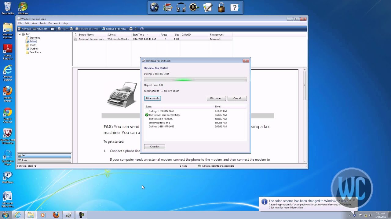 Sending a Test Fax using Windows 7 Fax and Scan - YouTube